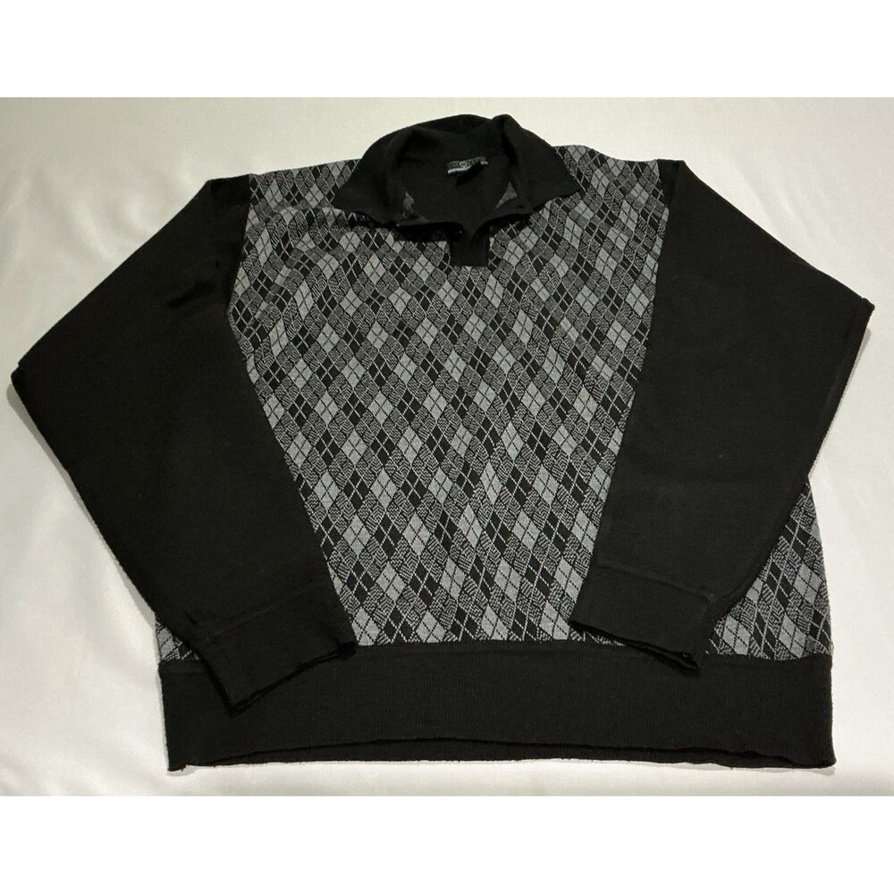 Chereskin Sweater Mens Large Black Argyle Pattern Golf Grandpacore
